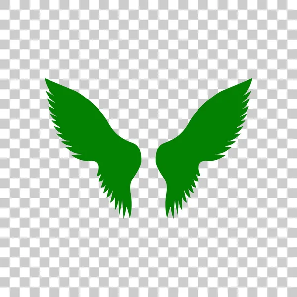 Крила показують ілюстрацію. Темно-зелена піктограма на прозорому фоні . — стоковий вектор