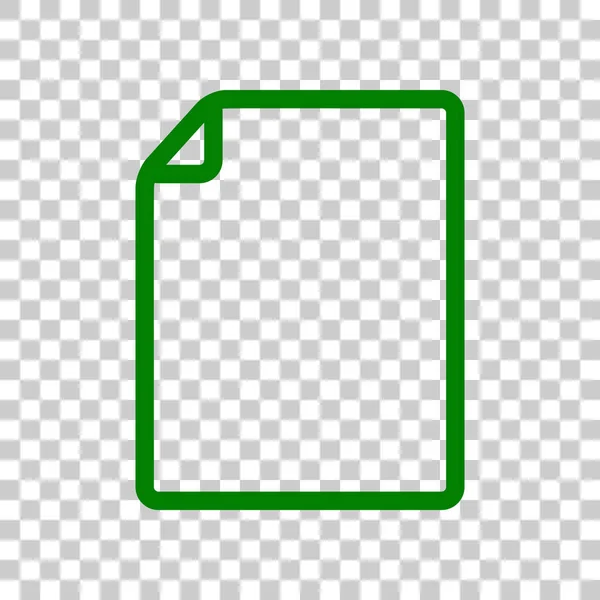 Verticale document teken illustratie. Donker groen pictogram op transparante achtergrond. — Stockvector