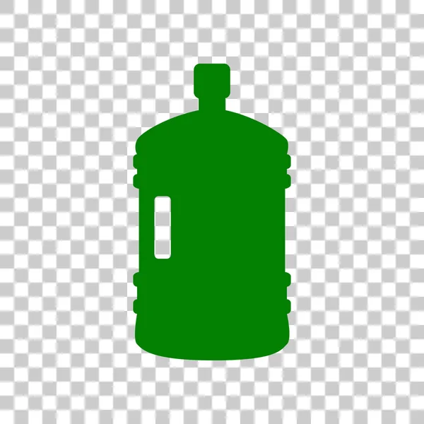 Plástico garrafa silhueta sinal. Ícone verde escuro no fundo transparente . — Vetor de Stock
