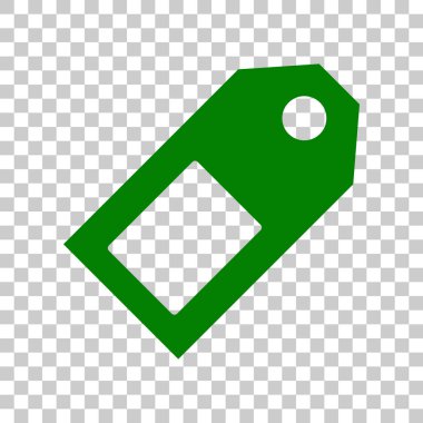 Fiyat etiketi işareti. Saydam arka plan üzerinde koyu yeşil simge.