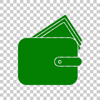 M-cüzdan işareti illüstrasyon. Saydam arka plan üzerinde koyu yeşil simge.