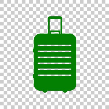 Bagaj işareti illüstrasyon. Saydam arka plan üzerinde koyu yeşil simge.