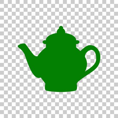 Çay makinesi işareti. Saydam arka plan üzerinde koyu yeşil simge.