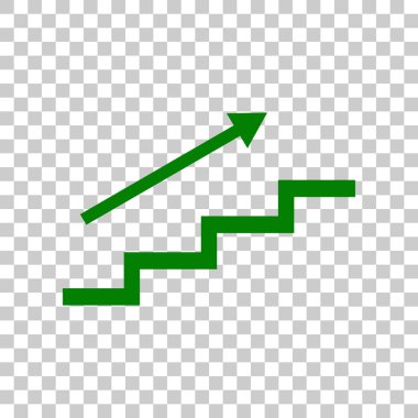 Merdiven ok ile. Saydam arka plan üzerinde koyu yeşil simge.