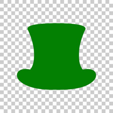 Silindir şapka işareti. Saydam arka plan üzerinde koyu yeşil simge.