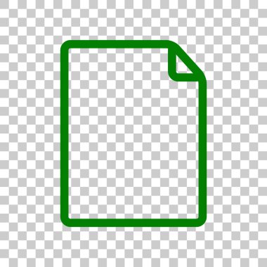 Dikey belge işareti illüstrasyon. Saydam arka plan üzerinde koyu yeşil simge.