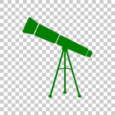 Teleskop basit kayıt. Saydam arka plan üzerinde koyu yeşil simge.