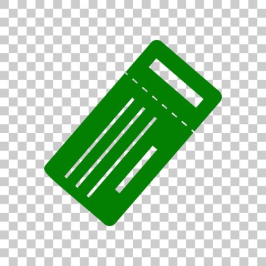 Bilet basit kayıt. Saydam arka plan üzerinde koyu yeşil simge.