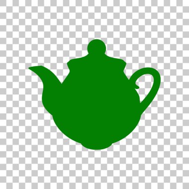 Çay makinesi mutfak işareti. Saydam arka plan üzerinde koyu yeşil simge.