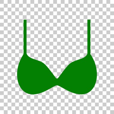 Sutyen basit kayıt. Saydam arka plan üzerinde koyu yeşil simge.