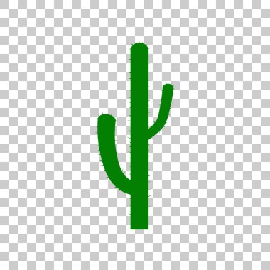 Kaktüs basit kayıt. Saydam arka plan üzerinde koyu yeşil simge.