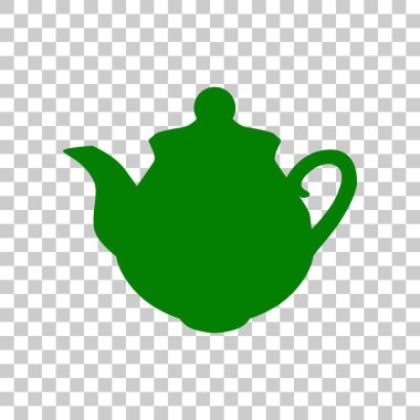Çay makinesi işareti. Saydam arka plan üzerinde koyu yeşil simge.