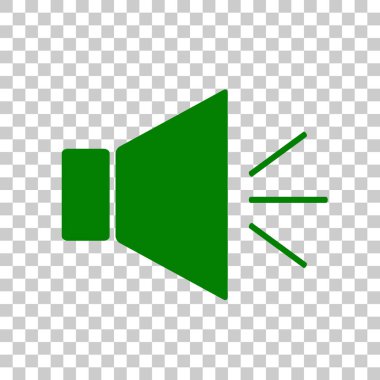 Ses işareti illüstrasyon sessiz işareti ile. Saydam arka plan üzerinde koyu yeşil simge.