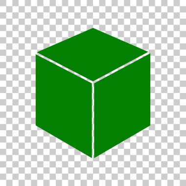Küp işareti illüstrasyon. Saydam arka plan üzerinde koyu yeşil simge.