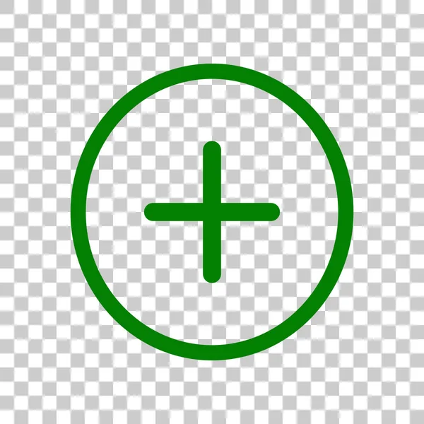 Symbole positif plus signe. Icône vert foncé sur fond transparent . — Image vectorielle