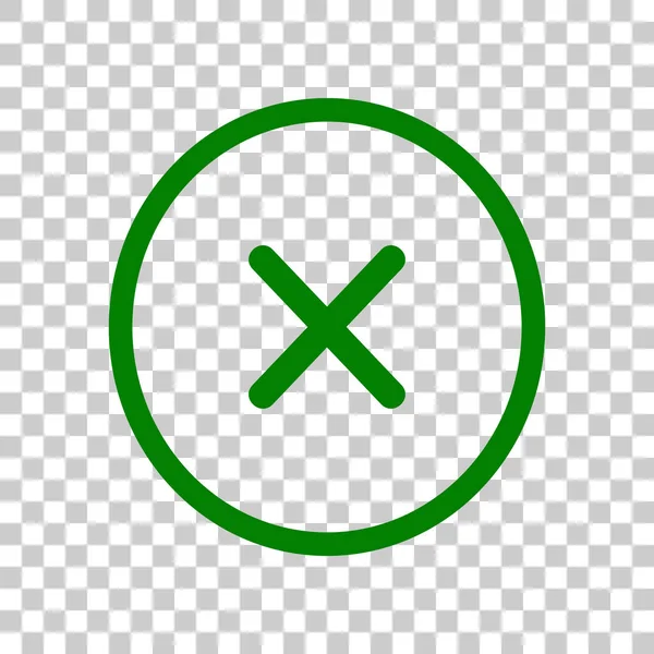 Cross sign illustration. Dark green icon on transparent background. — Stock Vector