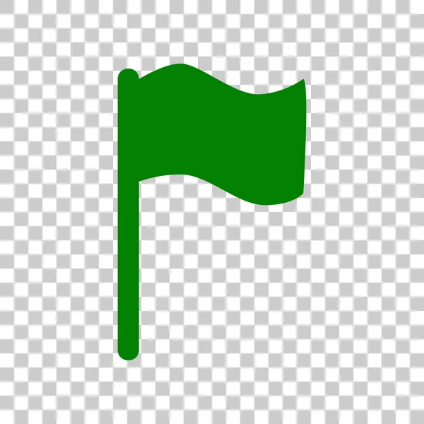 Illustrazione del segno della bandiera. Icona verde scuro su sfondo trasparente . — Vettoriale Stock