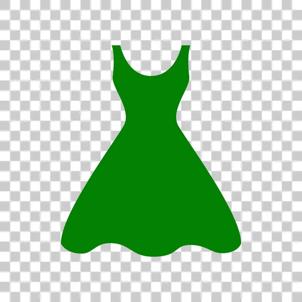 Жіноче плаття знак. Темно-зелена піктограма на прозорому фоні . — стоковий вектор