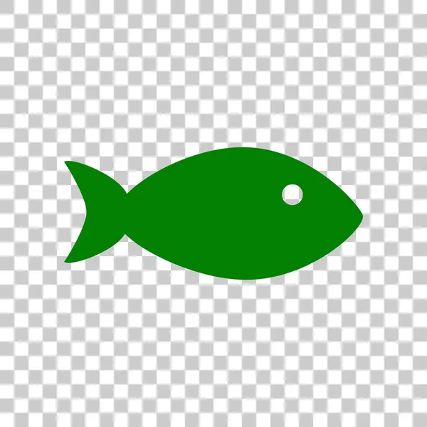 Ryby se ilustrace. Tmavě zelená ikona na průhledném pozadí. — Stockový vektor