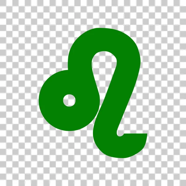 Leo tecken illustration. Mörk grön ikon med transparant bakgrund. — Stock vektor