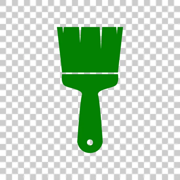 Illustration de signe de brosse. Icône vert foncé sur fond transparent . — Image vectorielle