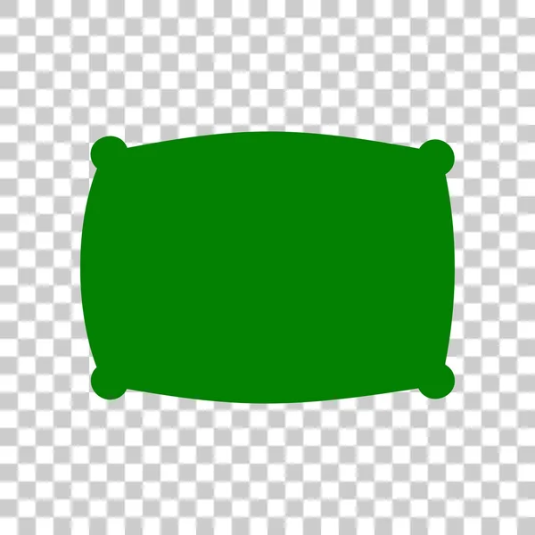 Signo de almohada ilustración. Icono verde oscuro sobre fondo transparente . — Vector de stock