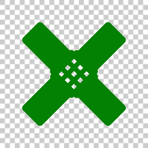Pomoc samolepka znamení. Tmavě zelená ikona na průhledném pozadí. — Stockový vektor