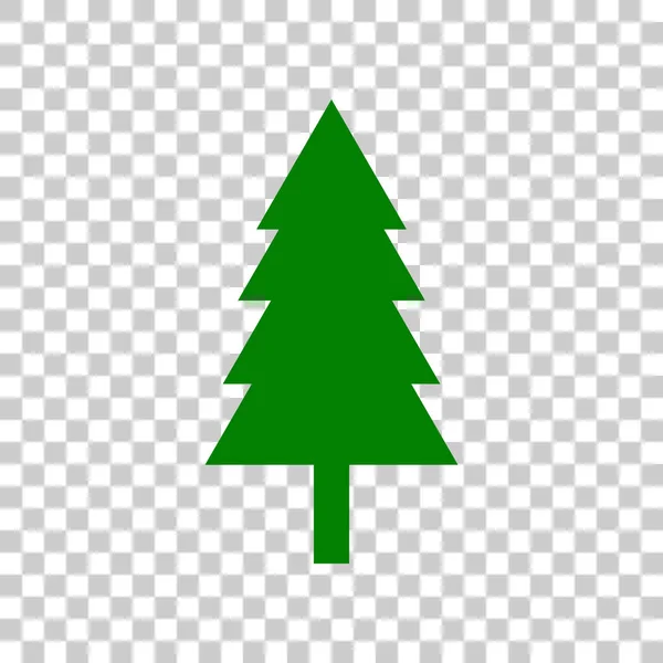 Nový rok stromů znamení. Tmavě zelená ikona na průhledném pozadí. — Stockový vektor