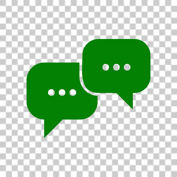 Speech bubbles sign. Dark green icon on transparent background. — Stock Vector