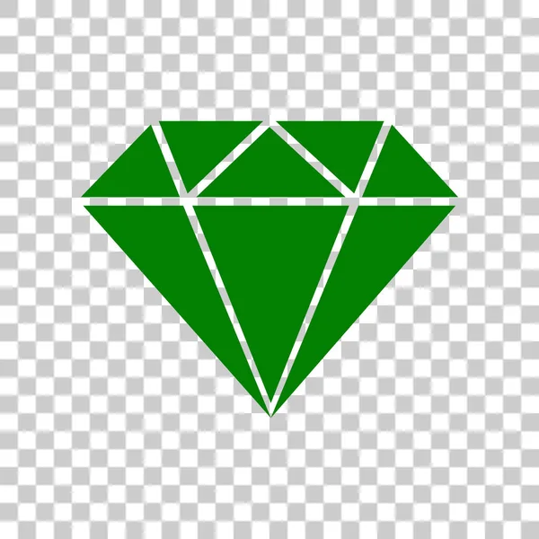 Diamond sign illustration. Dark green icon on transparent background. — Stock Vector