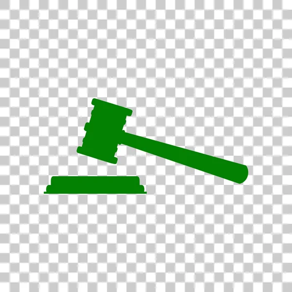 Δικαιοσύνης σφυρί σημάδι. Σκούρο πράσινο εικονίδιο σε διαφανές φόντο. — Διανυσματικό Αρχείο