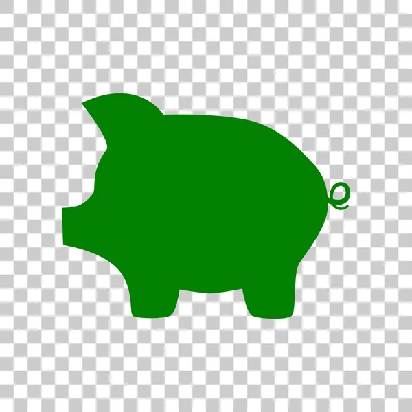 Schweine-Geld-Bank-Zeichen. dunkelgrünes Symbol auf transparentem Hintergrund. — Stockvektor