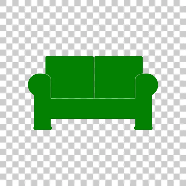 Καναπές σύμβολο εικονογράφηση. Σκούρο πράσινο εικονίδιο σε διαφανές φόντο. — Διανυσματικό Αρχείο