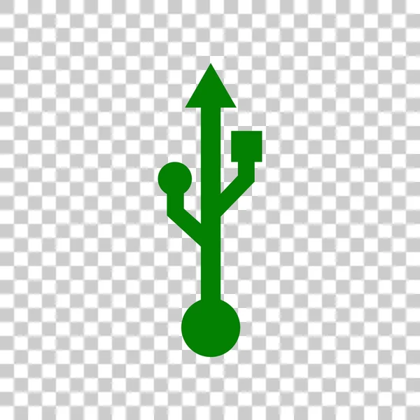 USB jel illusztráció. Sötét zöld ikon-ra átlátszó háttér. — Stock Vector