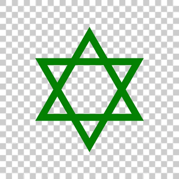Shield Magen David Star. Symbol of Israel. Dark green icon on transparent background. — Stock Vector