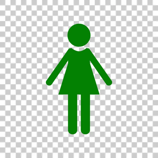 Illustration de signe de femme. Icône vert foncé sur fond transparent . — Image vectorielle