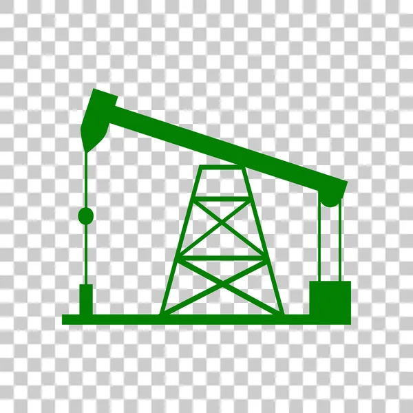Oil drilling rig sign. Dark green icon on transparent background. — Stock Vector