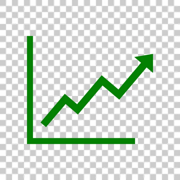 Barras de crescimento sinal gráfico. Ícone verde escuro no fundo transparente . — Vetor de Stock