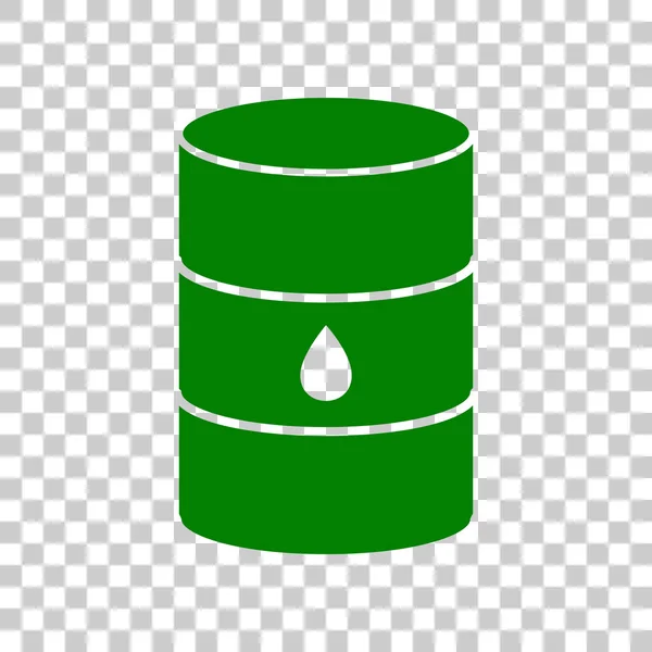 Signo de barril de petróleo. Icono verde oscuro sobre fondo transparente . — Vector de stock