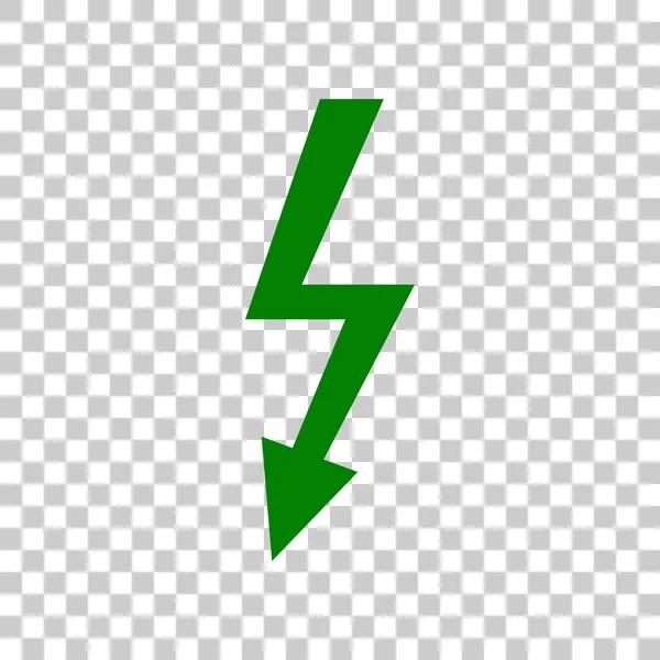 Hoogspanning gevaar teken. Donker groen pictogram op transparante achtergrond. — Stockvector