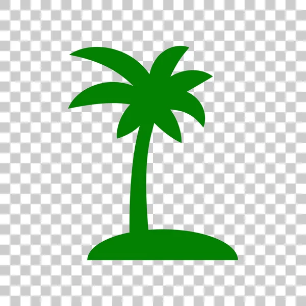 Cocos palm tree teken. Donker groen pictogram op transparante achtergrond. — Stockvector