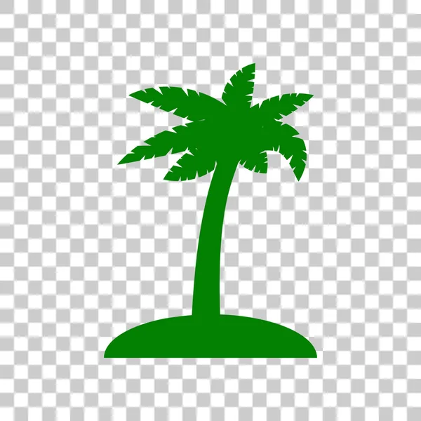 Coconut palm tree sign. Dark green icon on transparent background. — Stock Vector