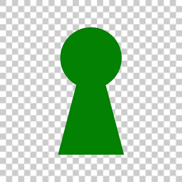열쇠 구멍 표시 그림입니다. 투명 한 바탕에 진한 녹색 아이콘. — 스톡 벡터