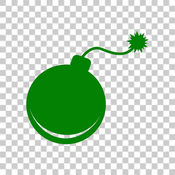 Bombenschild-Illustration. dunkelgrünes Symbol auf transparentem Hintergrund. — Stockvektor