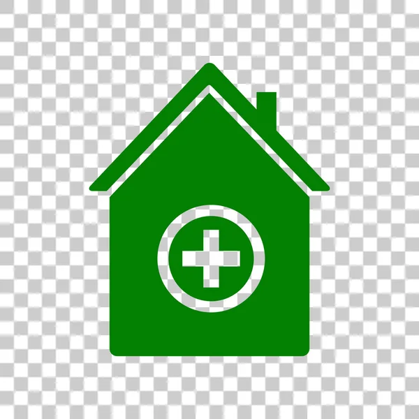 Ilustracja znak szpitala. Ciemno zielona ikona na przezroczystym tle. — Wektor stockowy