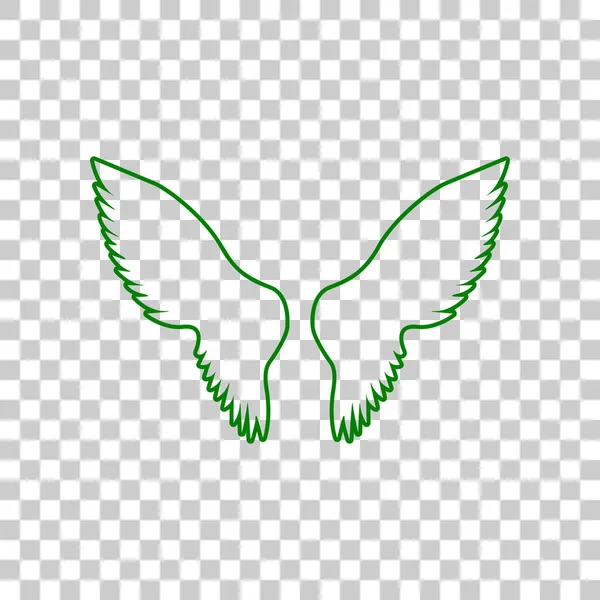 Flügel signalisieren Illustration. dunkelgrünes Symbol auf transparentem Hintergrund. — Stockvektor