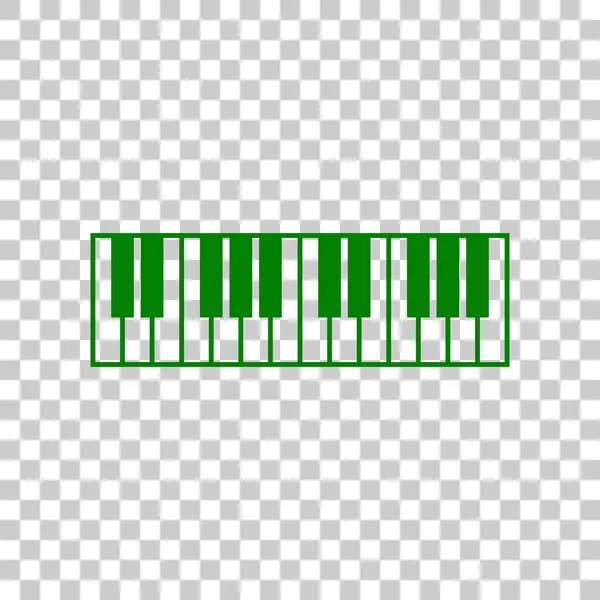 Piano toetsenbord teken. Donker groen pictogram op transparante achtergrond. — Stockvector