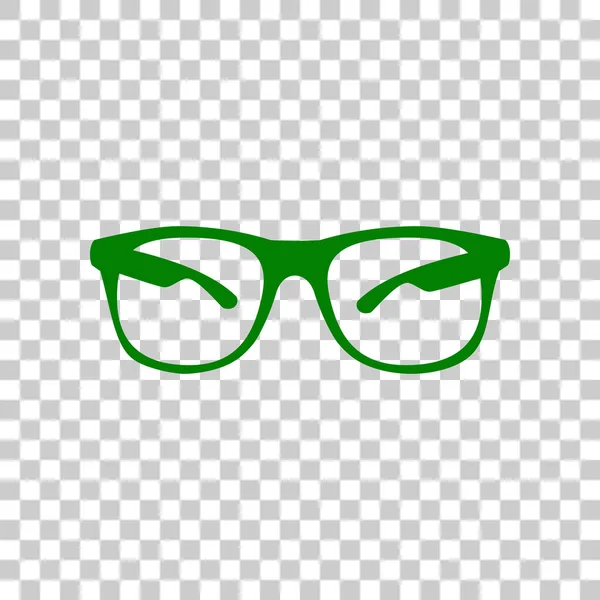 Lunettes de soleil signe illustration. Icône vert foncé sur fond transparent . — Image vectorielle