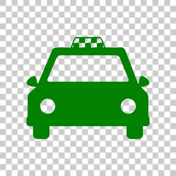 Taxi sign illustration. Dark green icon on transparent background. — Stock Vector