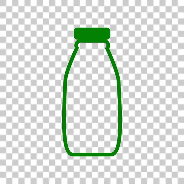 Milchflaschenschild. dunkelgrünes Symbol auf transparentem Hintergrund. — Stockvektor